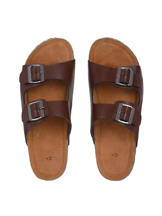 Mens Arizona Brown Leather Slippers